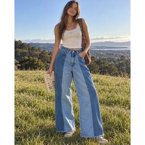 Levi's 560 Reworked Two Tone Jeans Wide Leg Raw Hem Vintage Y2K Denim